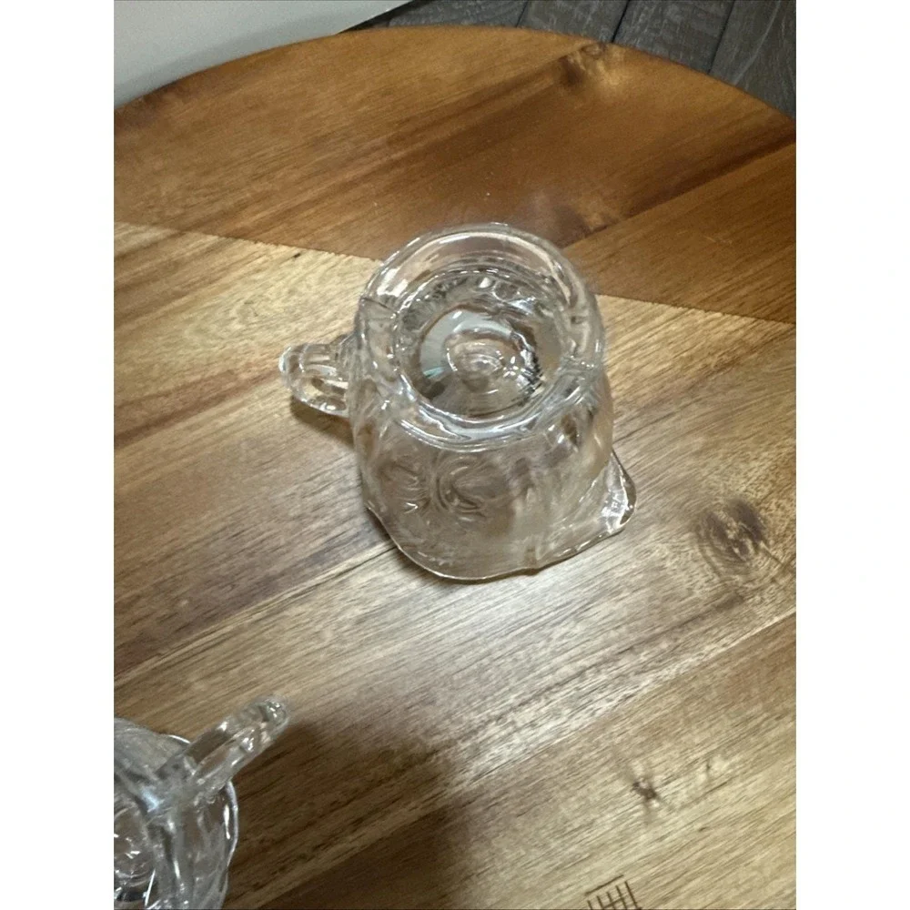 Vintage Etched‎ Glass Creamer Sugar Bowl Set Floral Cottagecore 3 piece